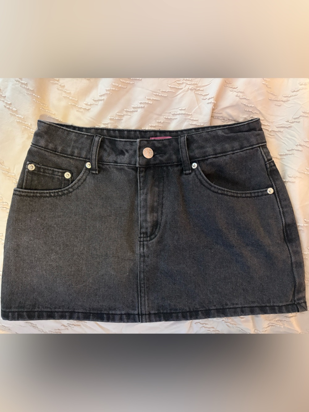 Edikted Black Denim Mini Skirt